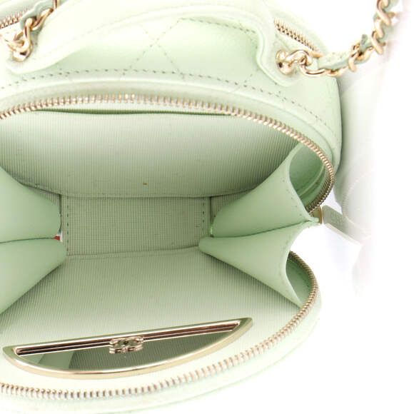 Chanel Small Handle with Care Round Vanity Case with Chain Quilted Caviar - Picture 5 of 5